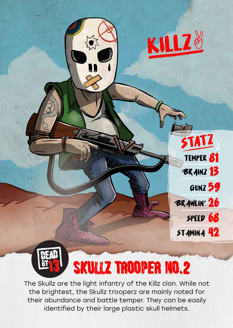 Skullz trooper number 2 - an NFT artwork showcasing the skullz character from Dead by 13